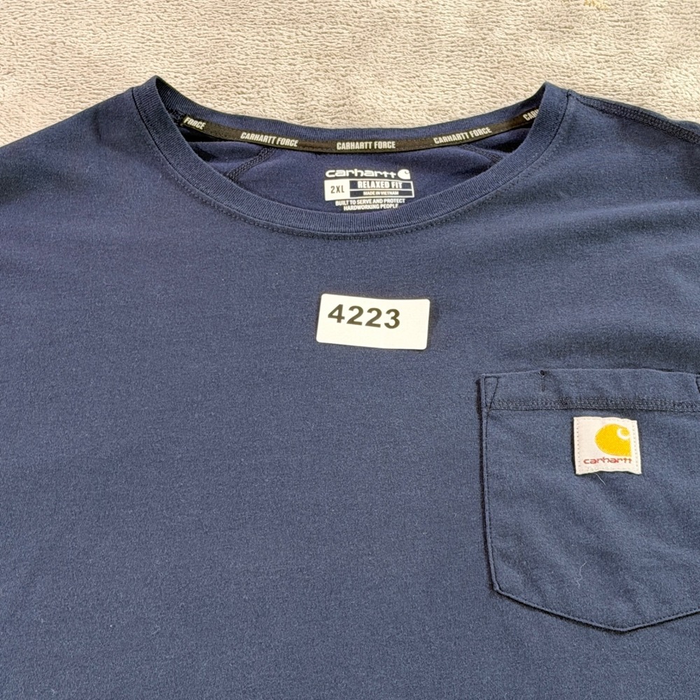 Carhartt Force T-Shirt Men 2XL Navy Blue Relaxed Fit Pocket Tee TK4616-M